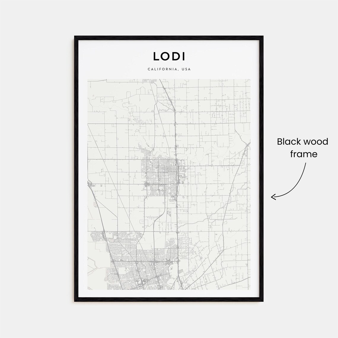Lodi California USA City Street Map Minimalist Line Art Poster - Image 3