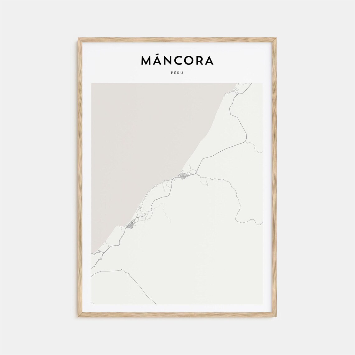 Máncora Peru Minimalist Street Map Poster For Modern Travel Decor