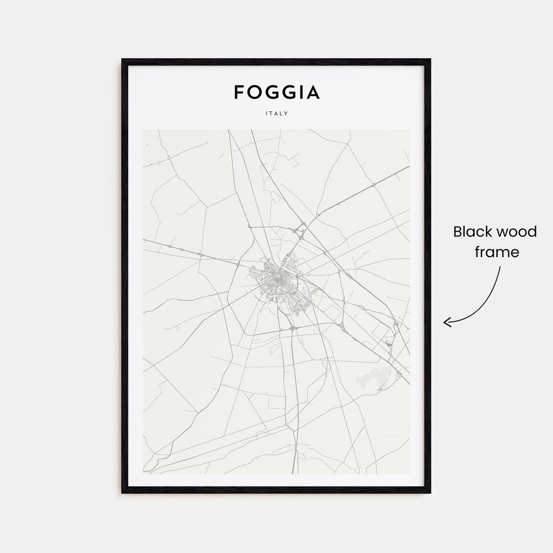Foggia Italy Minimalist Beige City Map Street Plan Wall Decor Poster - Image 3