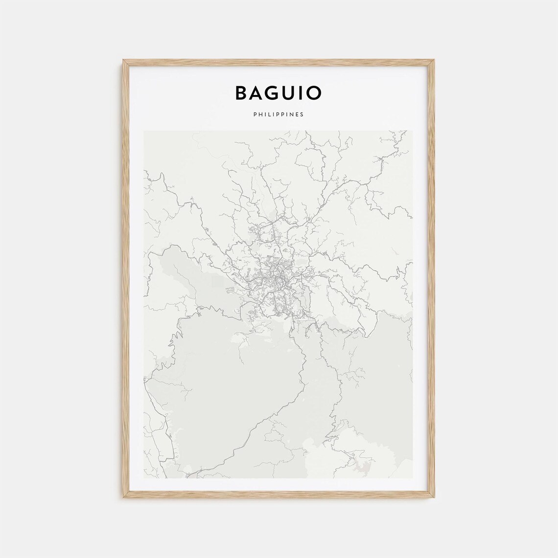 Baguio Philippines Minimalist Line Map City Street Art Poster