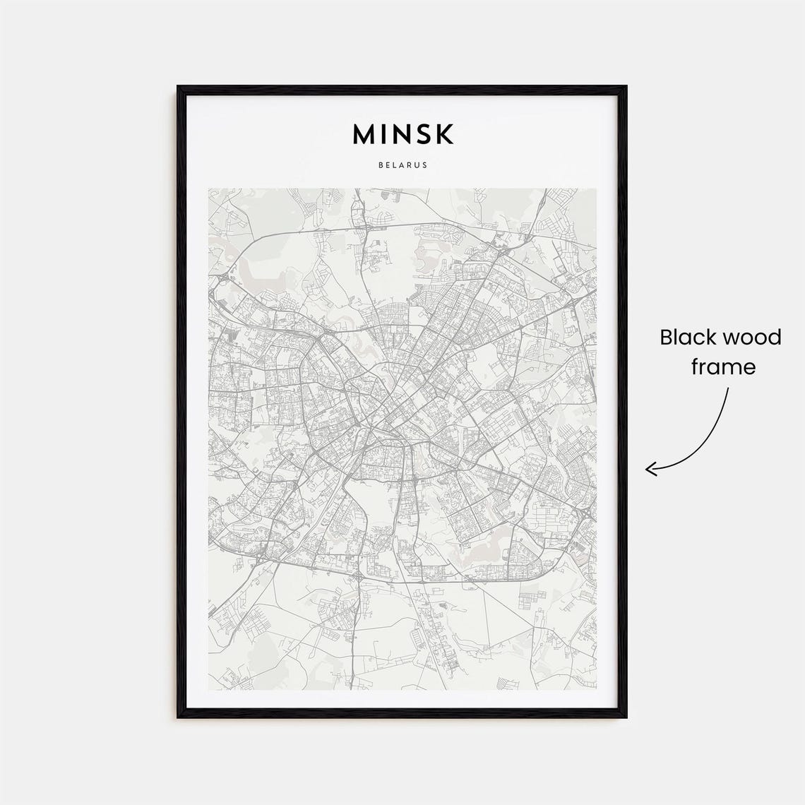 Minsk Belarus Minimalist City Street Map Poster Modern Travel Artwork - Image 3