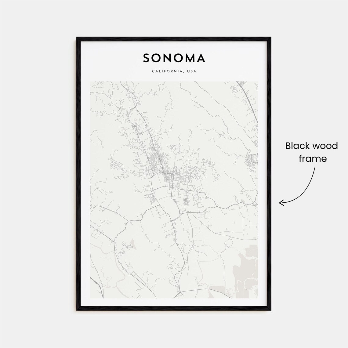 Sonoma California USA Minimalist Line Street Map Travel Poster - Image 3
