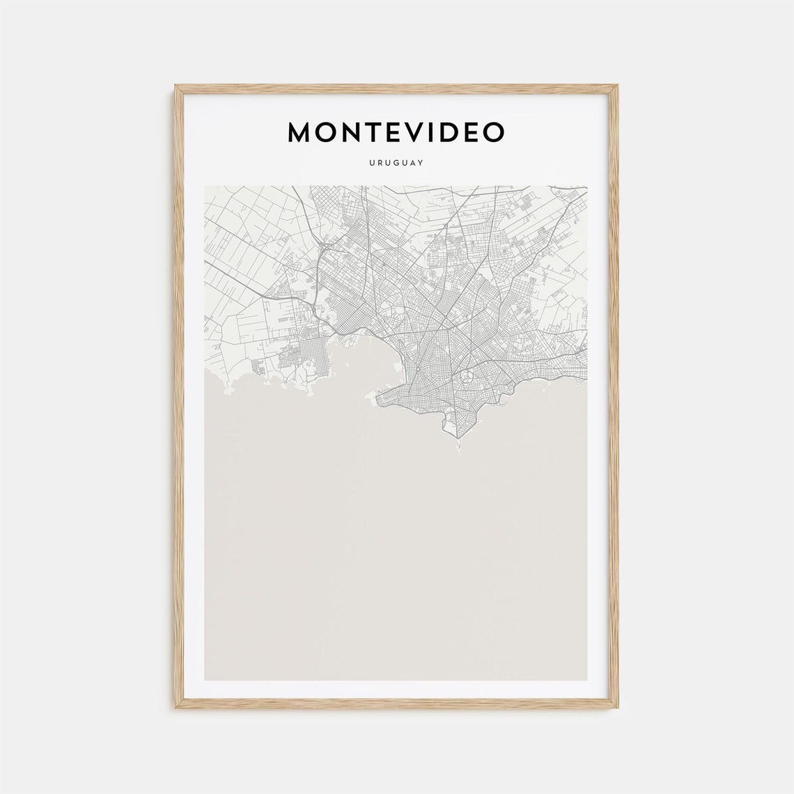 Montevideo Map, Travel Poster