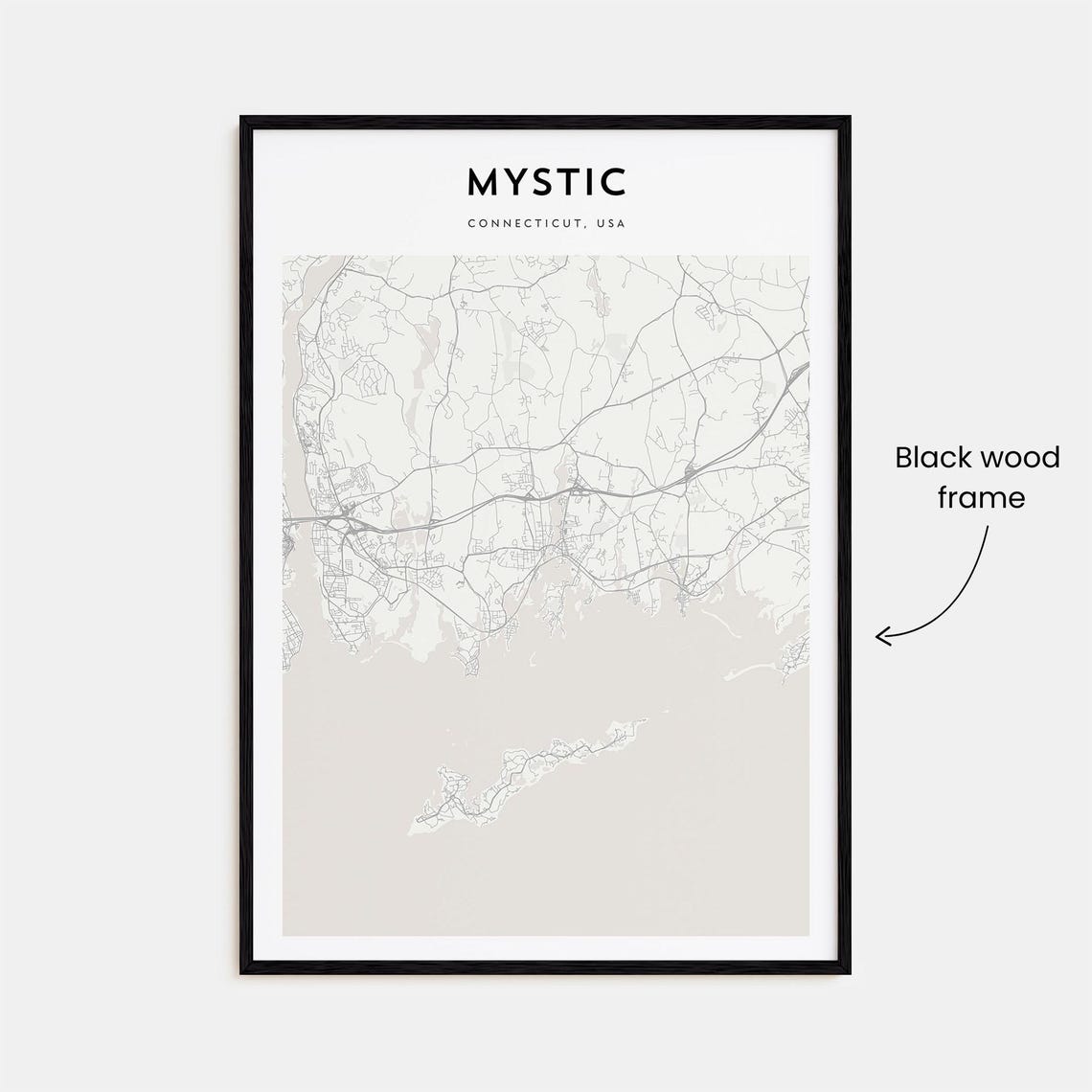 Mystic Connecticut Coastal Harbor Minimalist City Map Poster - Image 3