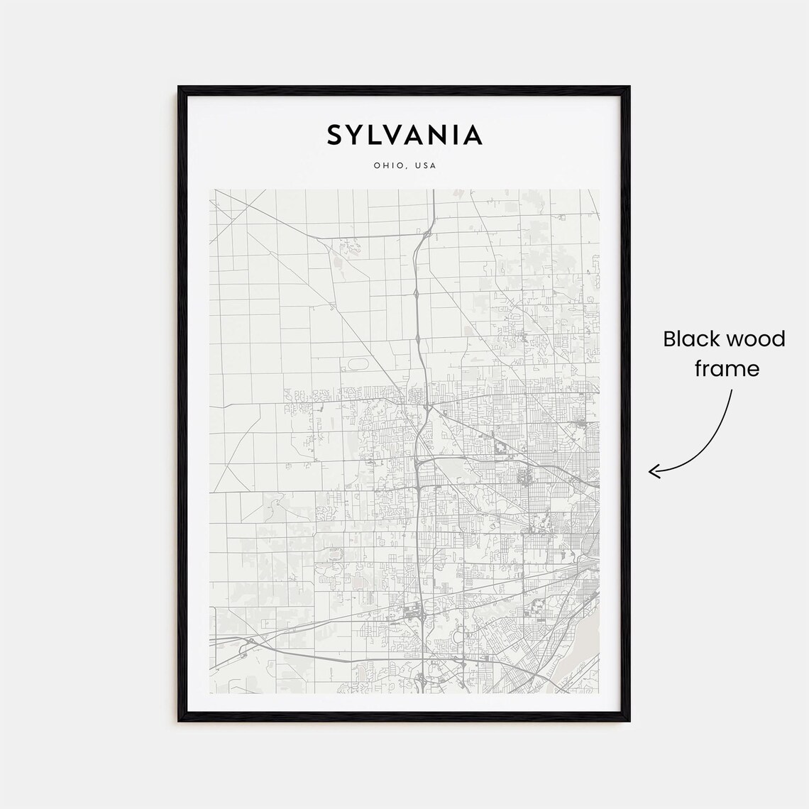Sylvania Ohio, USA Minimalist Black White City Street Map Print - Image 3