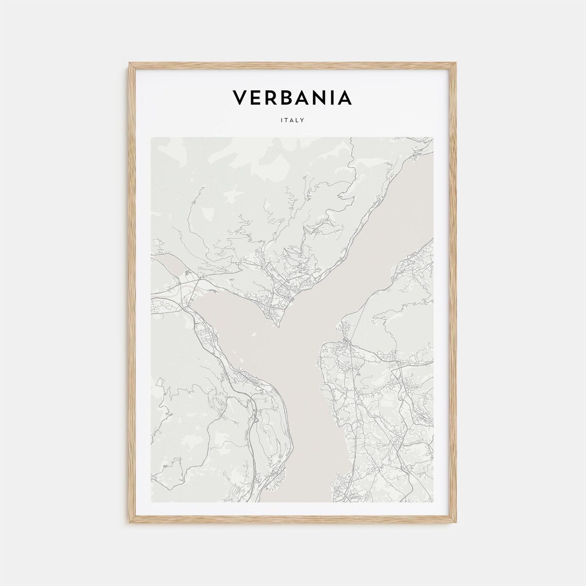 Verbania Italy Minimal Cream Lake District Map Travel Decor Poster