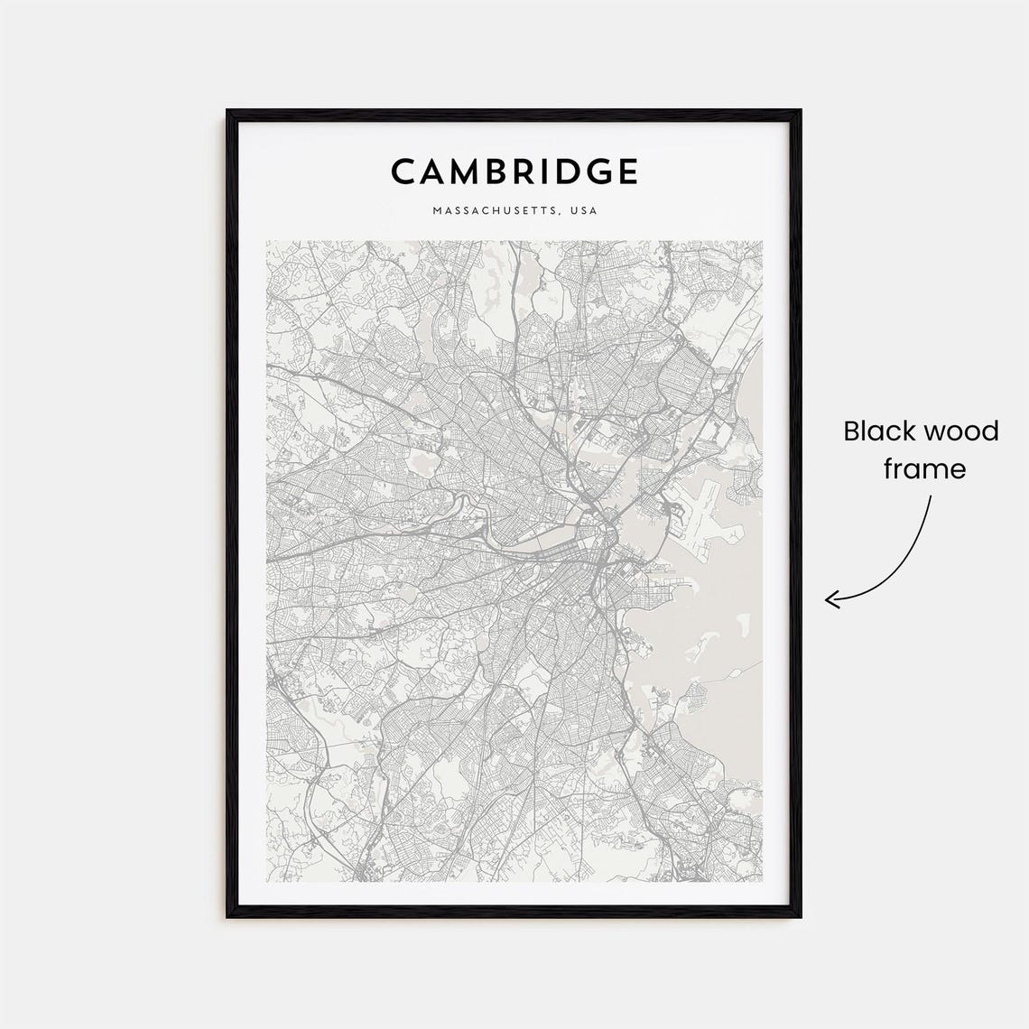 Cambridge Massachusetts Minimalist City Street Map Wall Art Decor - Image 3