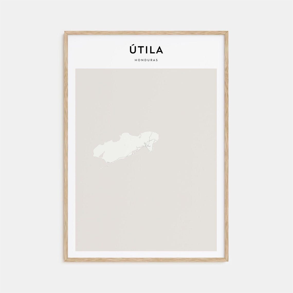 Utila Honduras Minimal Line Art Style Island Map Wall Decor Poster