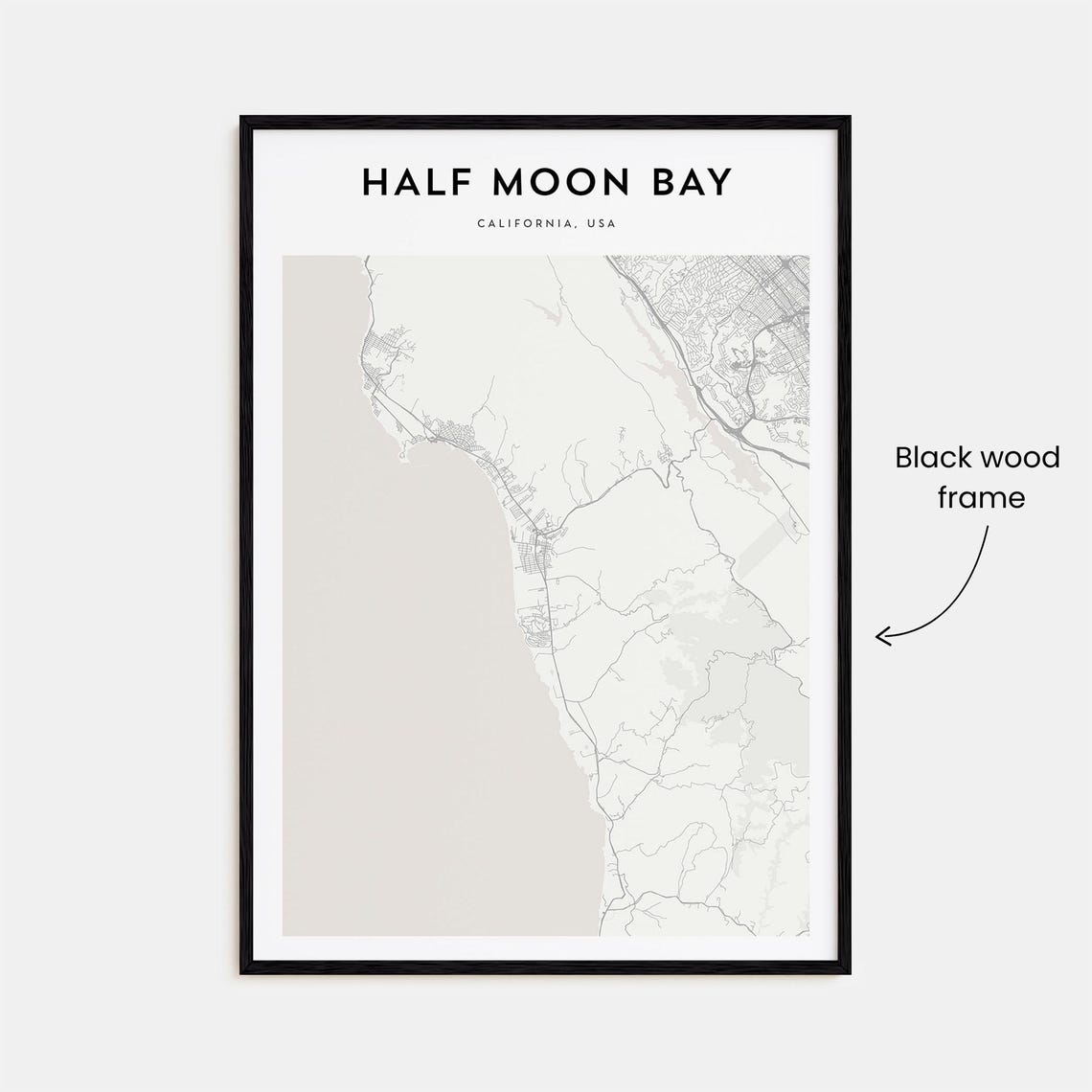 Half Moon Bay California Coastal Beach Town Map Wall Decor Poster - Image 3
