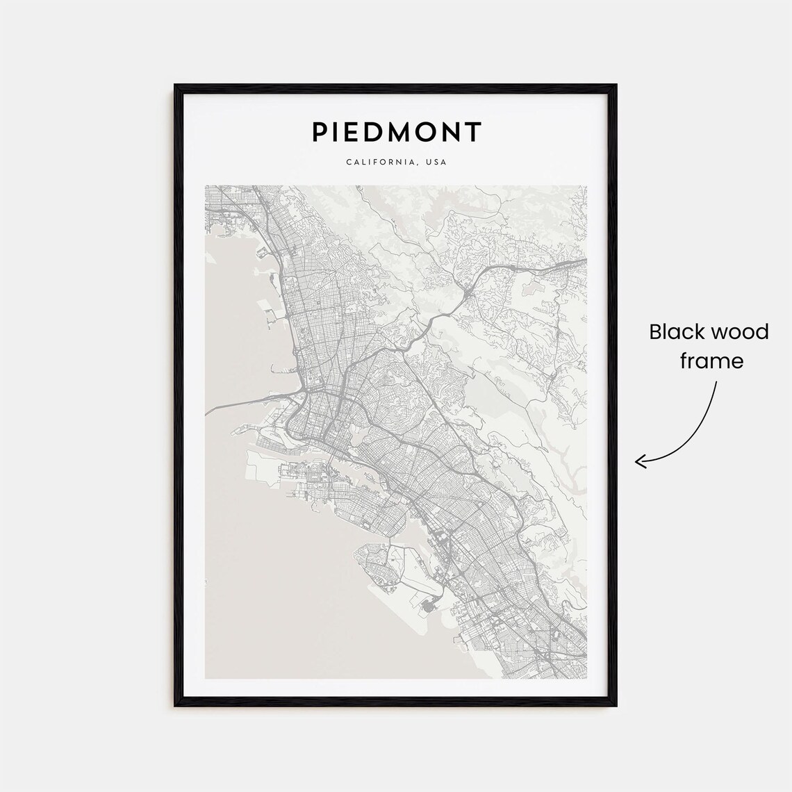 Piedmont California USA Minimalist Street Map Decor Art Poster - Image 3
