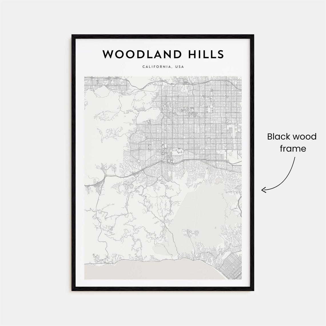 Woodland Hills Map Poster Woodland Hills Map Print Woodland Hills Personalized Map Art Woodland Hills Wall Art California Usa - Image 3