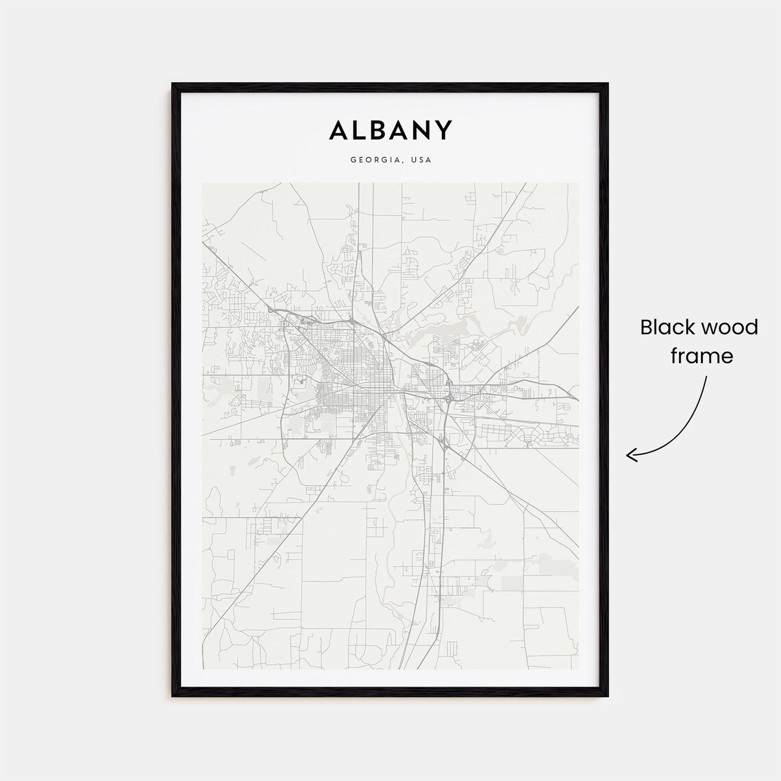 Albany Georgia Minimalist Historic City Street Map Travel Poster - Image 3