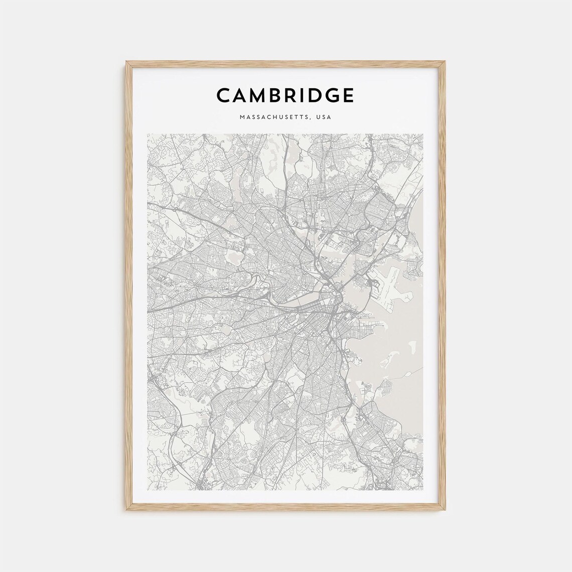 Cambridge Massachusetts Minimalist City Street Map Wall Art Decor