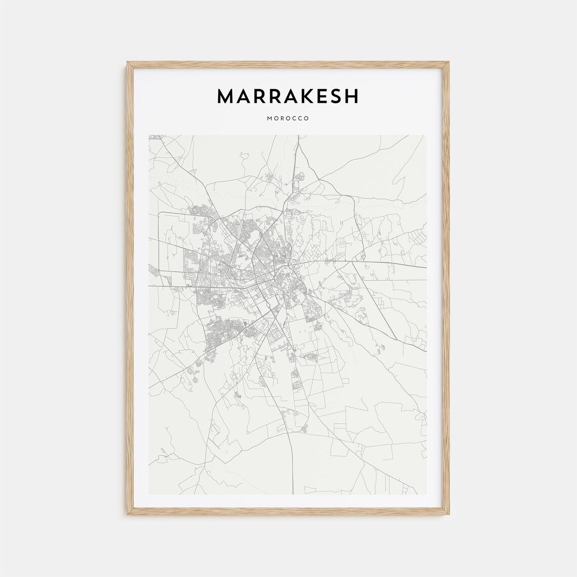 Marrakesh Morocco Red City Beige Minimalist Street Map Art Poster