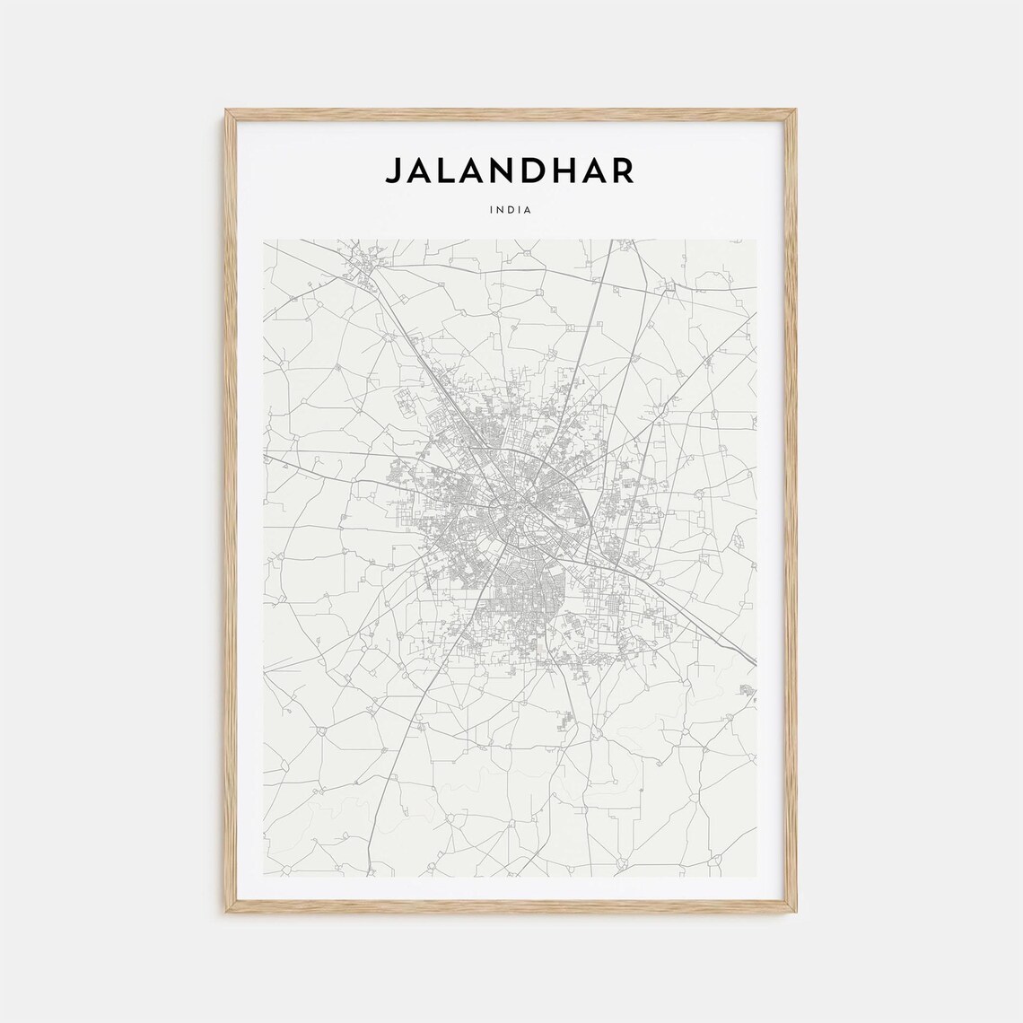 Jalandhar India Minimalist City Street Map Scandinavian Decor Poster