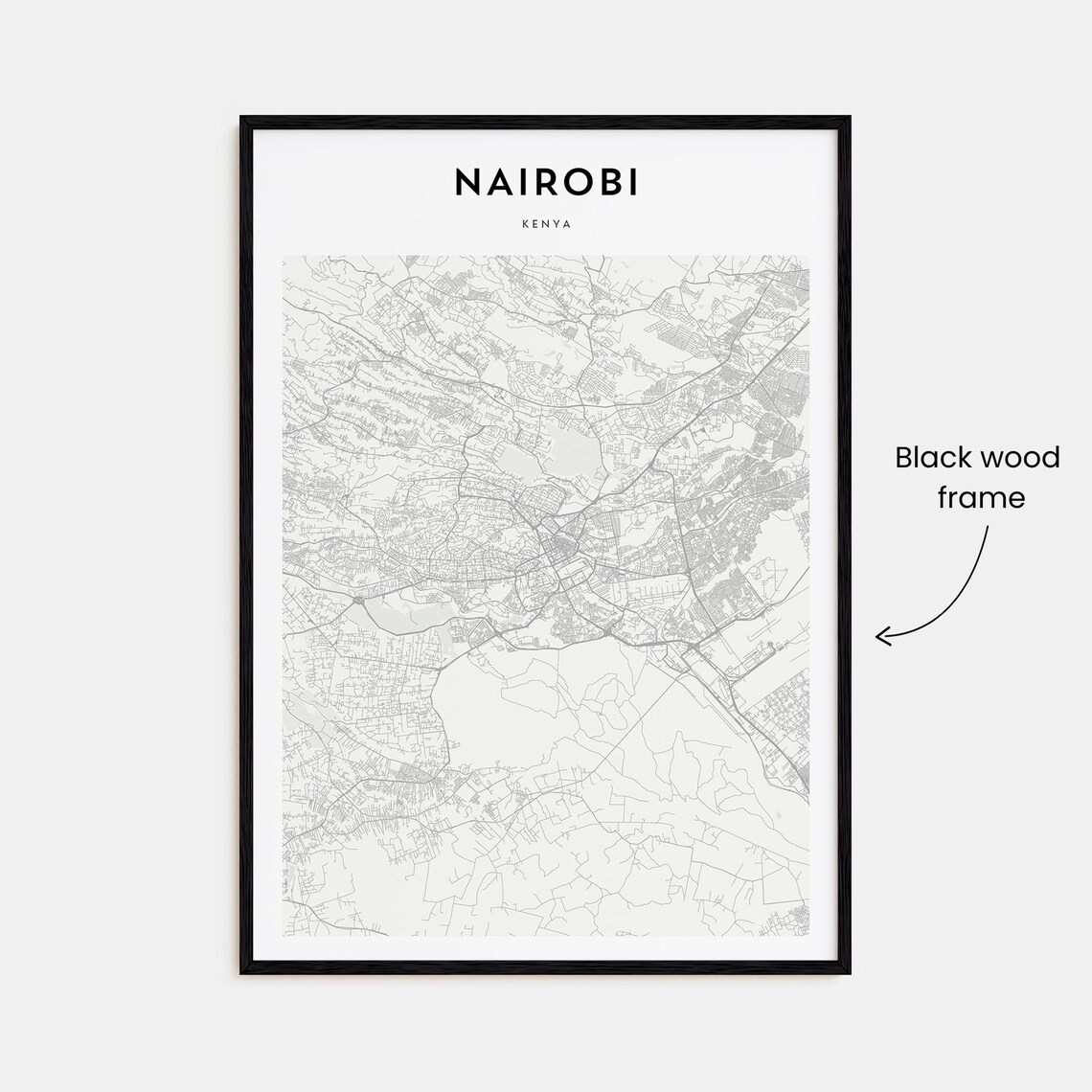 Nairobi Kenya Minimalist City Street Map Poster with Bold Typography - Image 3