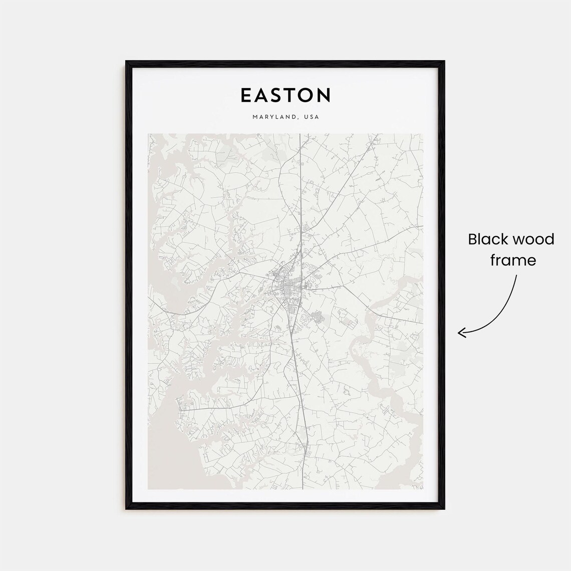Easton Maryland USA Minimalist Beige City Street Map Poster Decor - Image 3