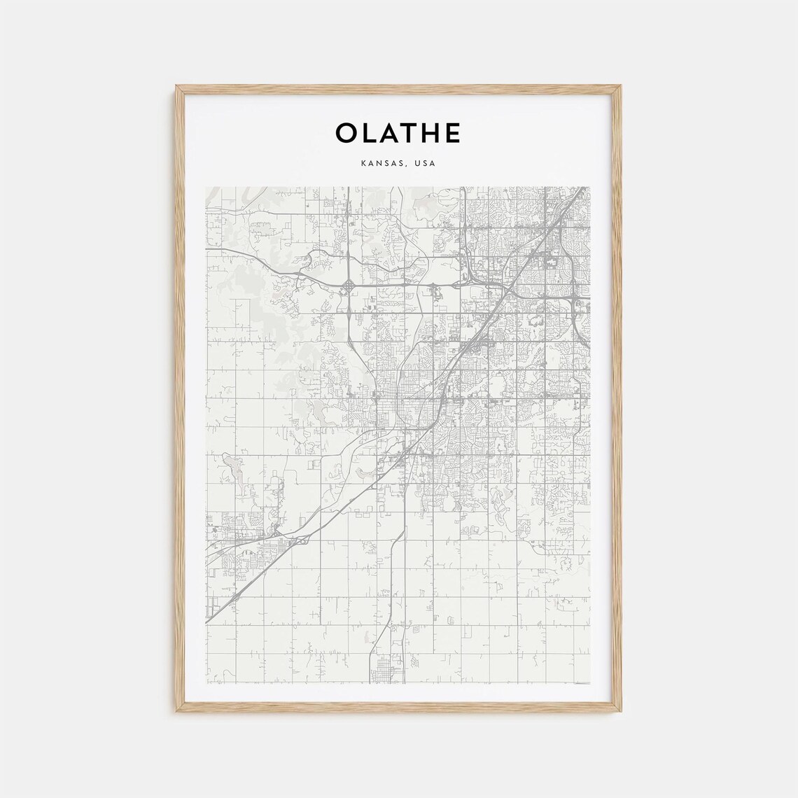 Olathe Kansas USA City Street Map Minimalist Line Art Poster