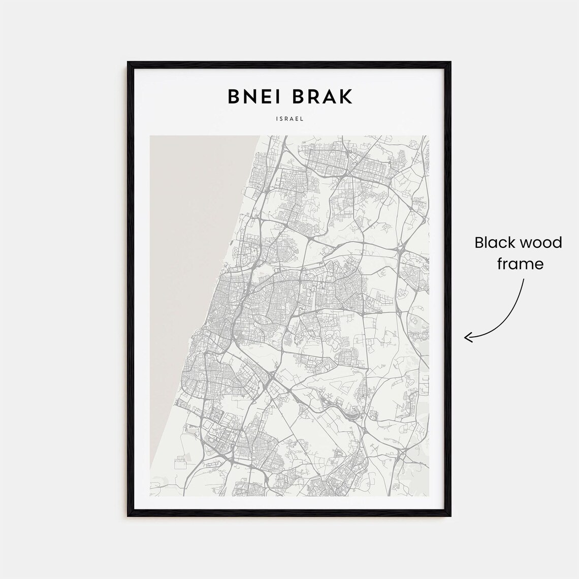 Bnei Brak Israel Minimalist City Map Modern Line Art Travel Poster - Image 3