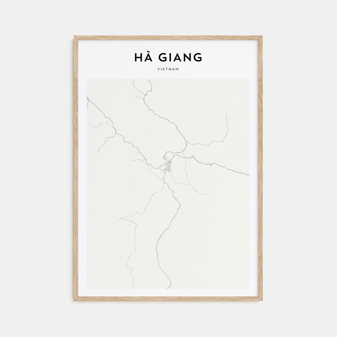 Ha Giang Vietnam Minimalist Mountain Town Map Wall Decor Poster