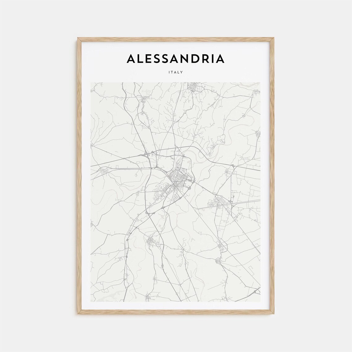 Alessandria Italy Minimalist Historic City Street Map Travel Poster
