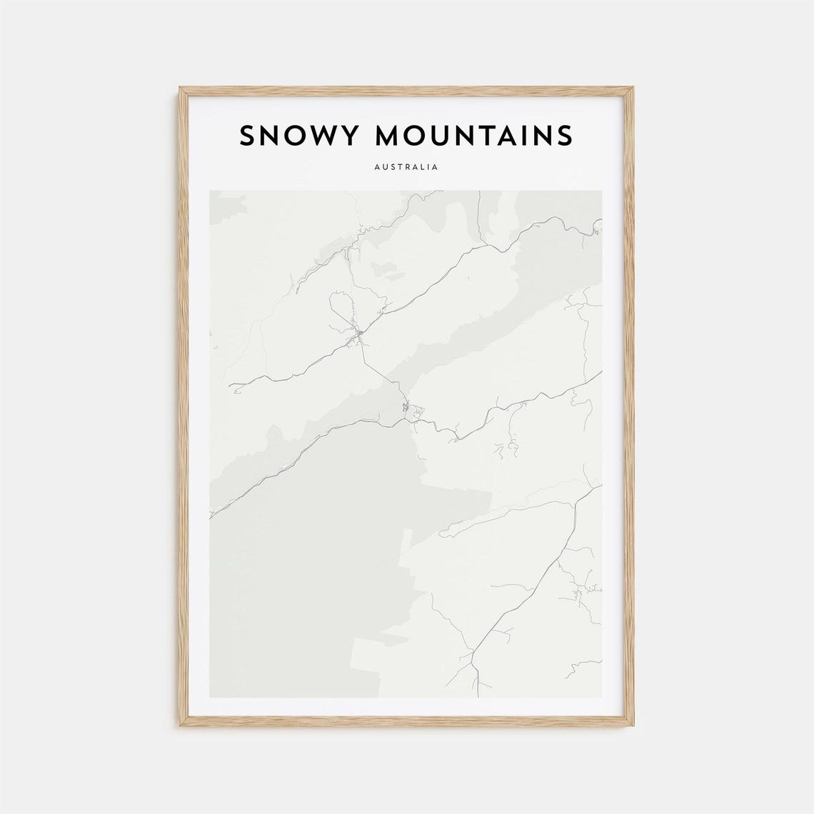 Snowy Mountains Australia Minimalist Region Map Travel Poster