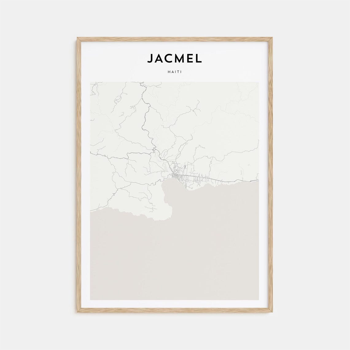 Jacmel Haiti Caribbean Minimalist Coastal City Map Line Art Print