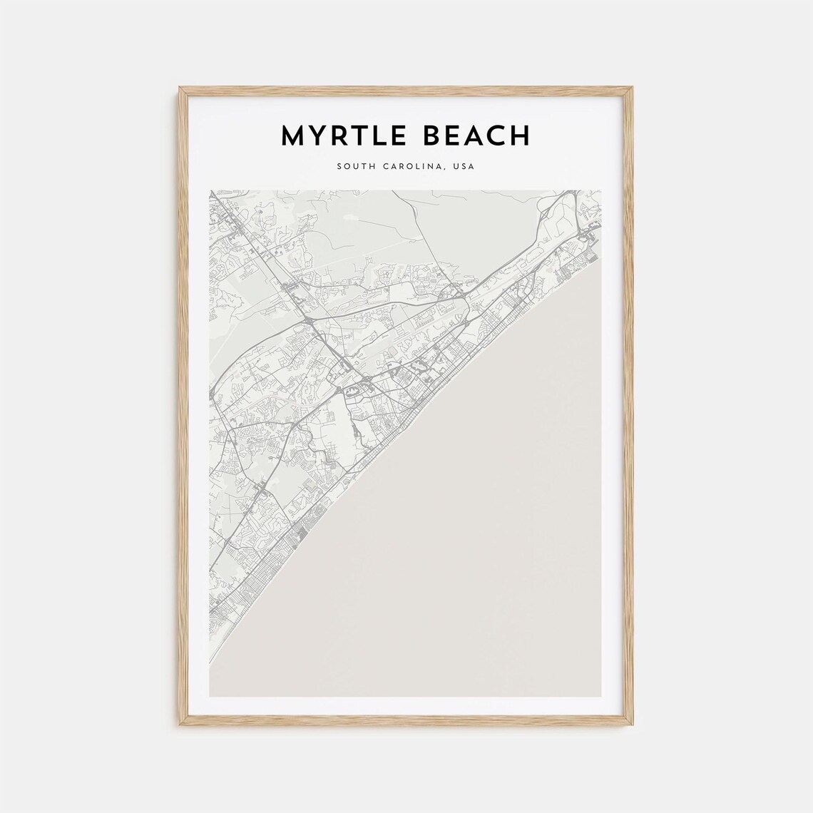 Myrtle Beach South Carolina Coastal Minimalist City Map Poster