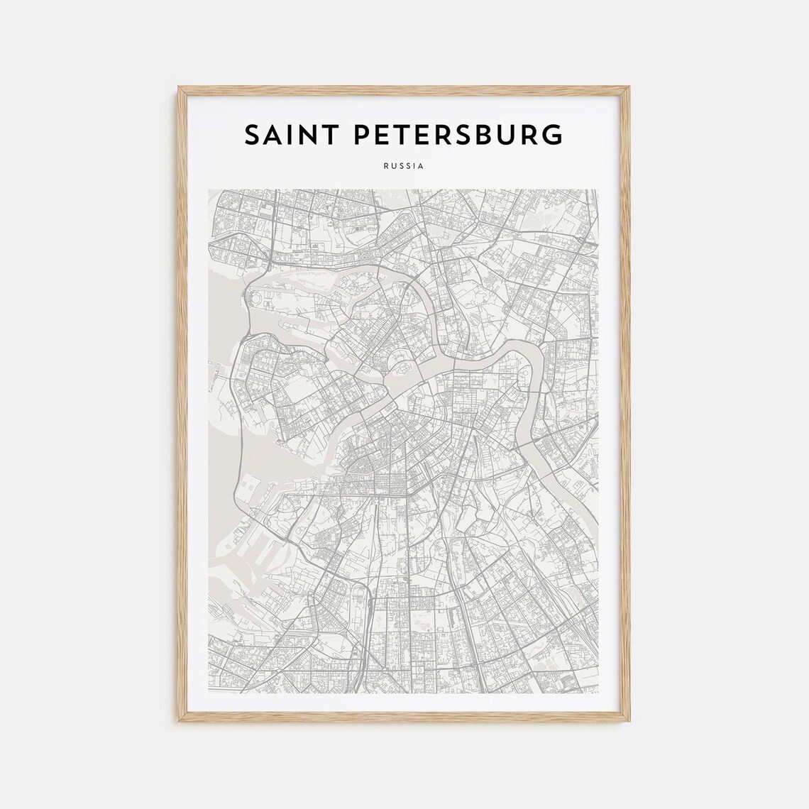 Saint Petersburg Russia Minimalist City Street Map Travel Poster