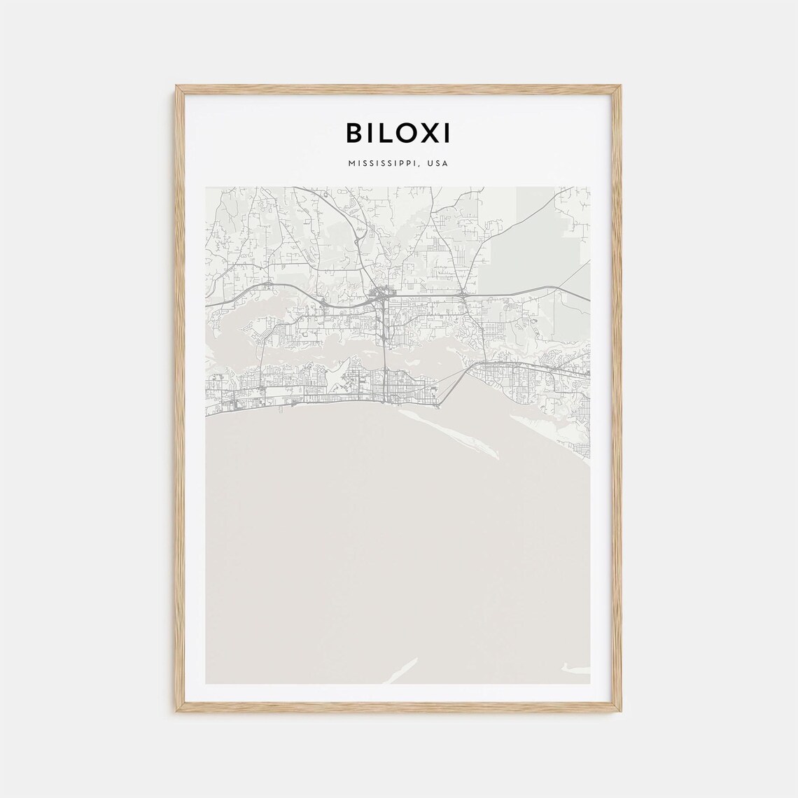 Biloxi Mississippi USA Minimalist City Map Line Art Travel Poster