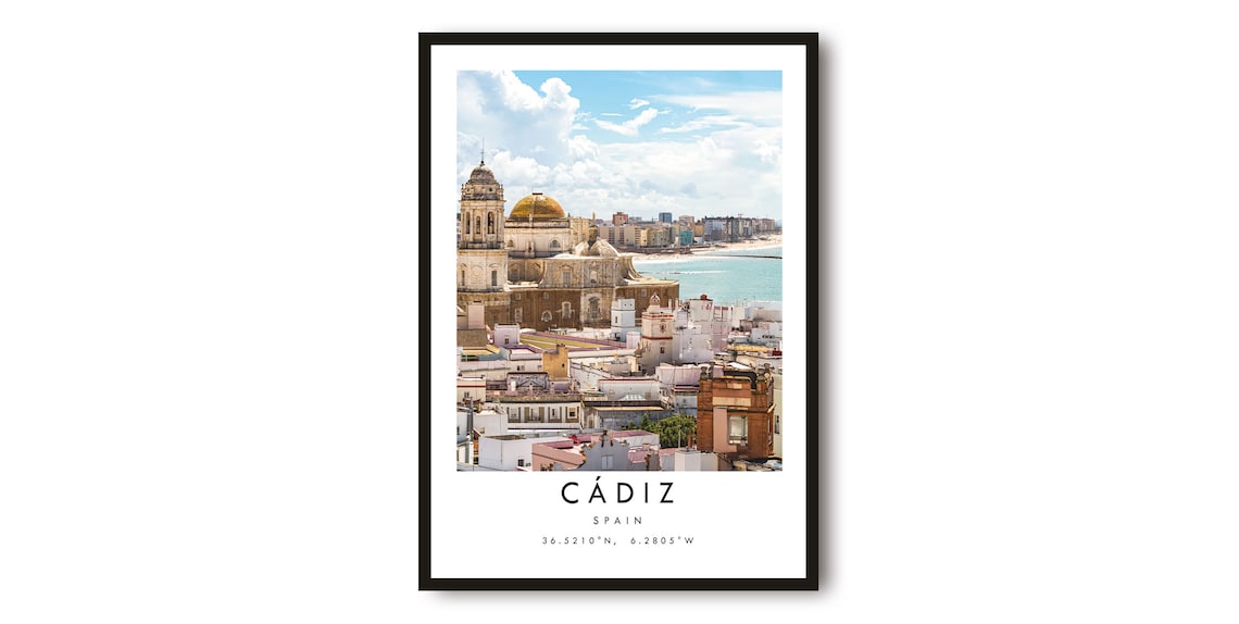Cadiz Spain Travel Poster, Unique Wall Art Decor