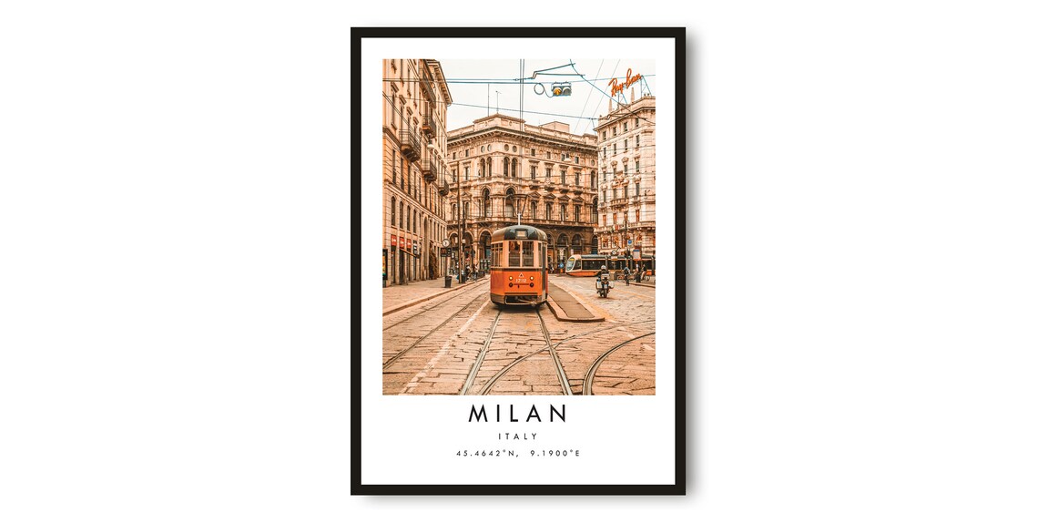 Milan Italy Minimalist Travel Poster, Wall Art