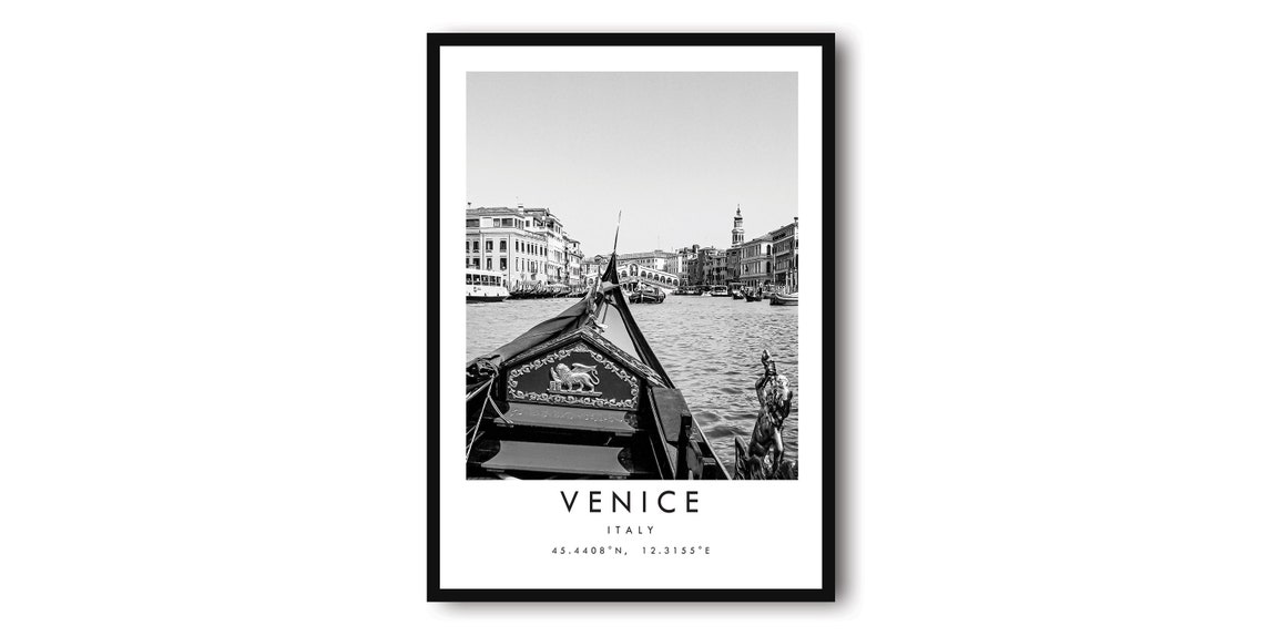 Venice Black And White Travel Poster