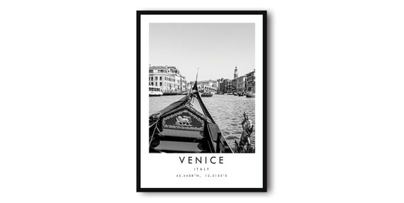 Venice Black And White Travel Poster