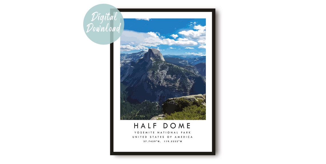 Half Dome Granite Monolith Yosemite National Park Scenic Poster