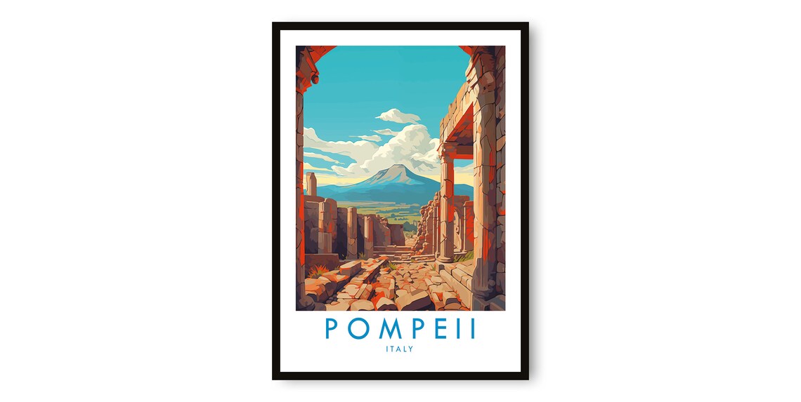 Pompeii Italy Travel Poster, Travel Poster