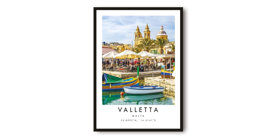 Valletta Malta Harbor Boats Minimalist Photography Travel Print