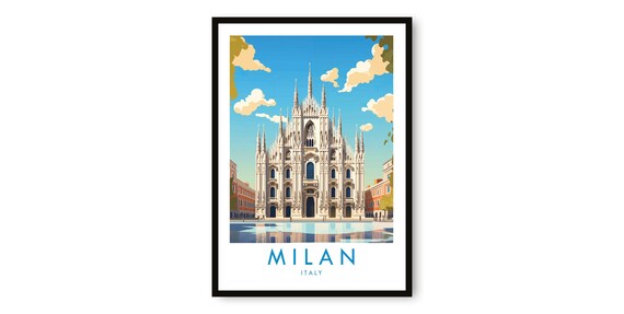 Milan Travel Poster, Italy Art Print