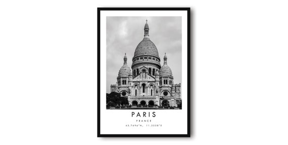 Paris France Black And White Sacre-Coeur Basilica Art Print