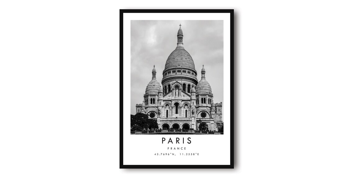 Paris France Black And White Sacre-Coeur Basilica Art Print