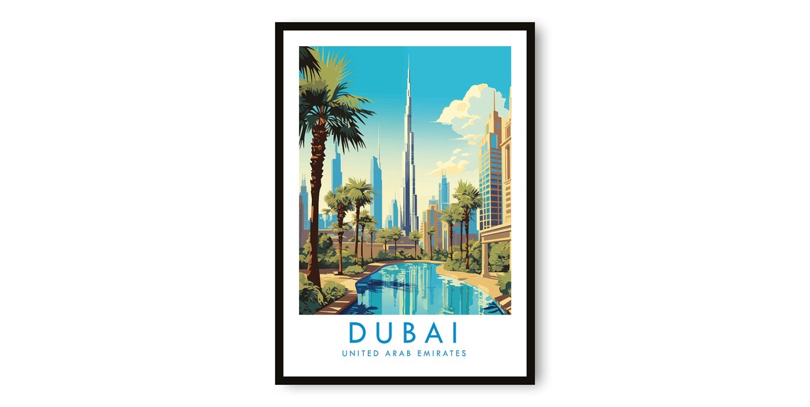 Dubai Travel Poster, United Arab Emirates Print