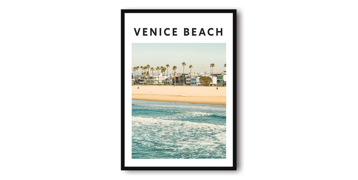 Venice Beach Minimalist Poster California Coast Photo With Palm Trees