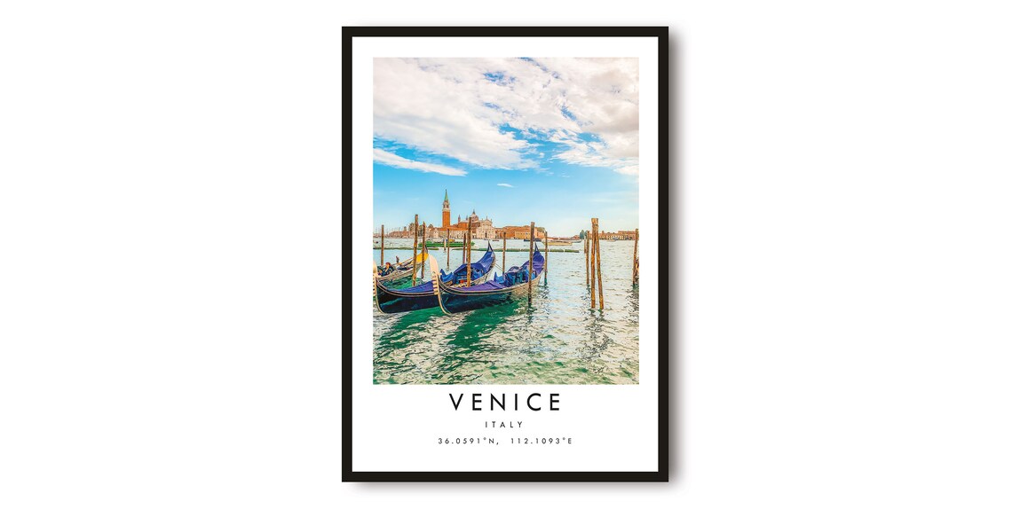 Venice Italy Vintage Travel Poster, Cityscape Art Print