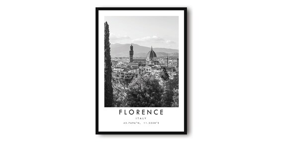 Florence Italy Black And White Cityscape Poster
