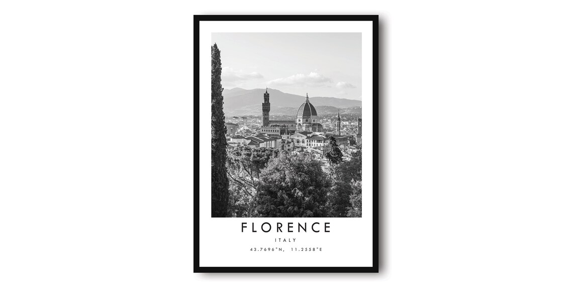 Florence Italy Black And White Cityscape Poster