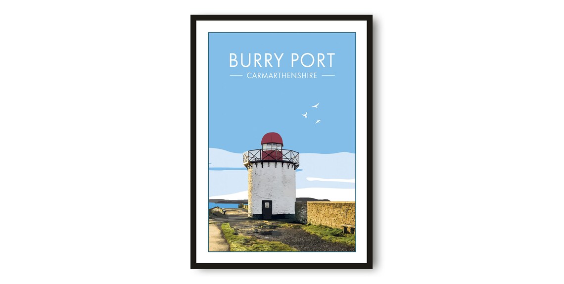 Burry Port Travel Poster, Carmarthenshire Art Print
