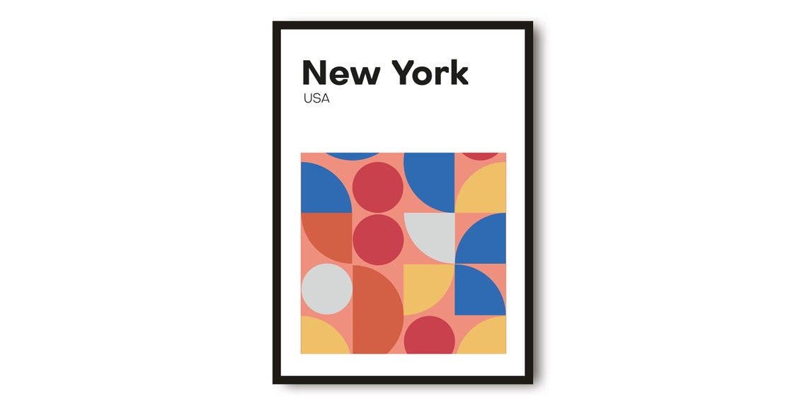 New York USA Geometric Colorful Pattern Modern Art Travel Poster