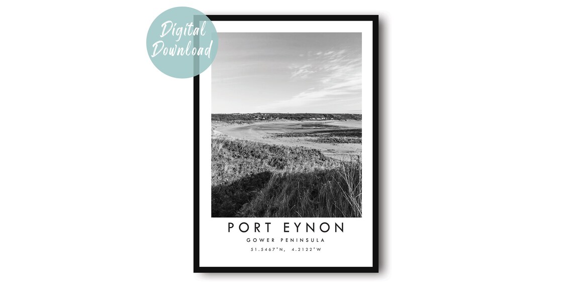 Scenic Port Eynon Gower Peninsula Wales Beach Photo Travel Poster