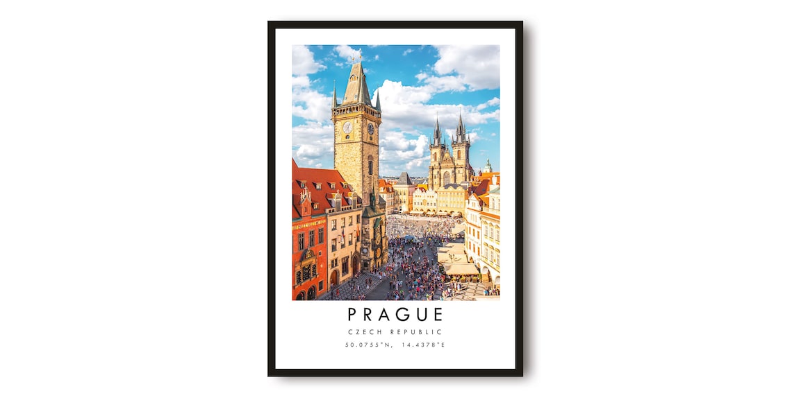 Prague Cityscape Photo Print Travel Poster