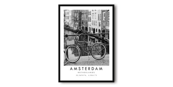 Amsterdam Black And White Travel Poster